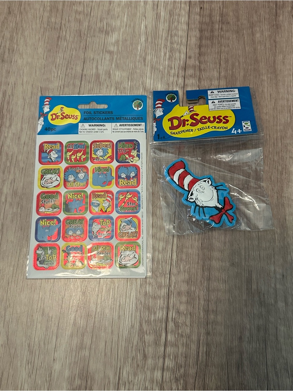 Dr. Seuss Blue & Red Cat in the Hat Sticker Pack with Sharpener